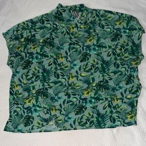 Worthington Green and Yellow Leaf Blouse